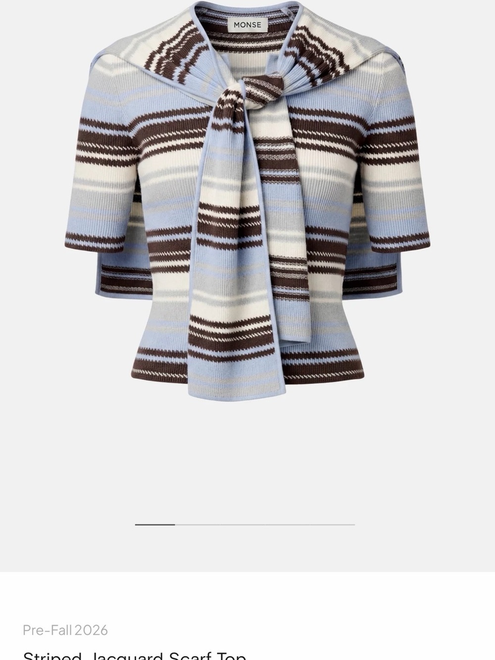 MONSE Light Blue, Brown & Cream Striped Scarf Sweater